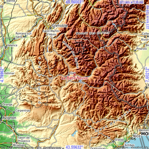 Topographic map of La Bâtie-Neuve