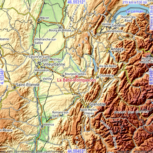 Topographic map of La Bâtie-Montgascon