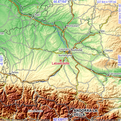 Topographic map of Labastidette