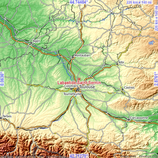 Topographic map of Labastide-Saint-Sernin