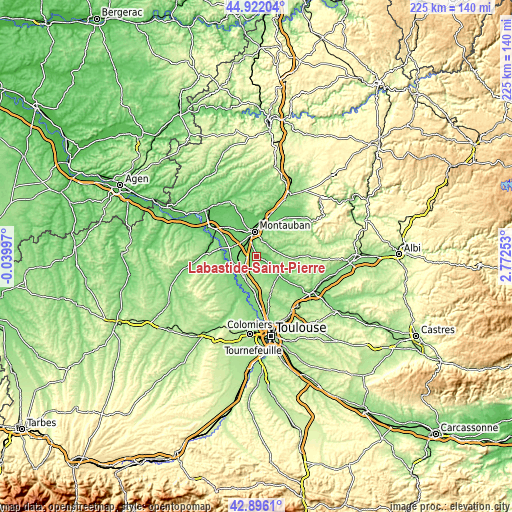 Topographic map of Labastide-Saint-Pierre