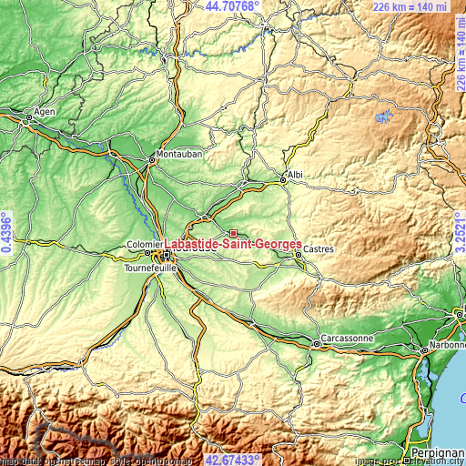 Topographic map of Labastide-Saint-Georges