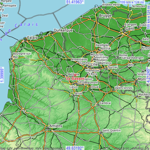 Topographic map of La Bassée