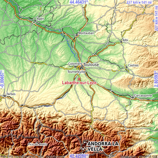 Topographic map of Labarthe-sur-Lèze