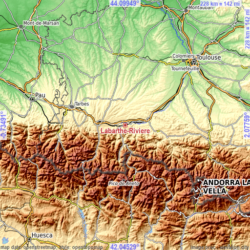 Topographic map of Labarthe-Rivière