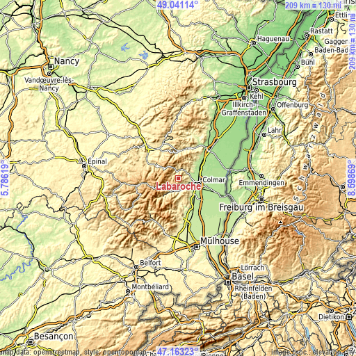 Topographic map of Labaroche
