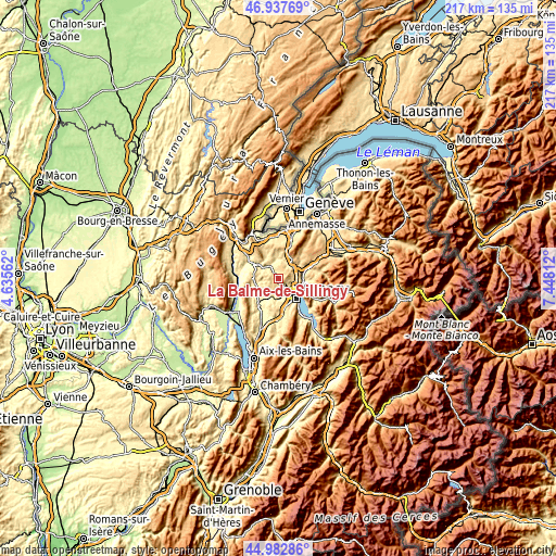 Topographic map of La Balme-de-Sillingy