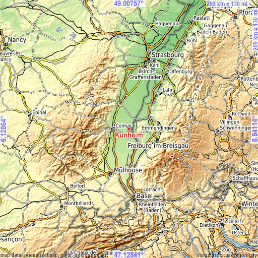 Topographic map of Kunheim