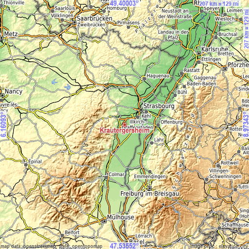 Topographic map of Krautergersheim