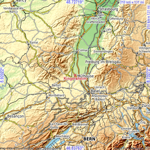 Topographic map of Kingersheim