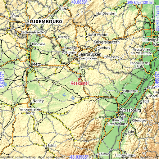 Topographic map of Keskastel