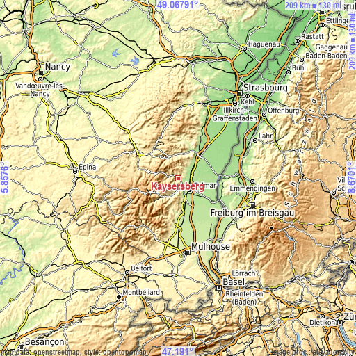 Topographic map of Kaysersberg