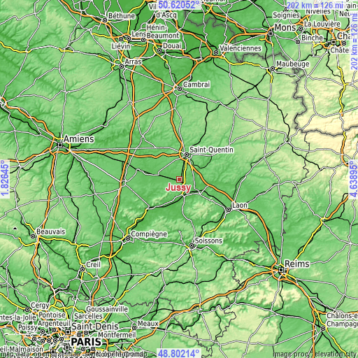 Topographic map of Jussy