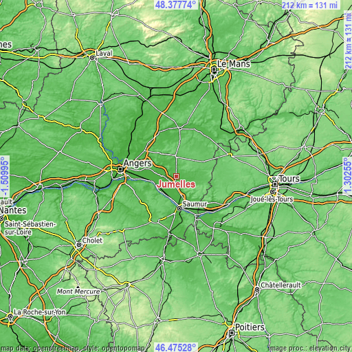 Topographic map of Jumelles