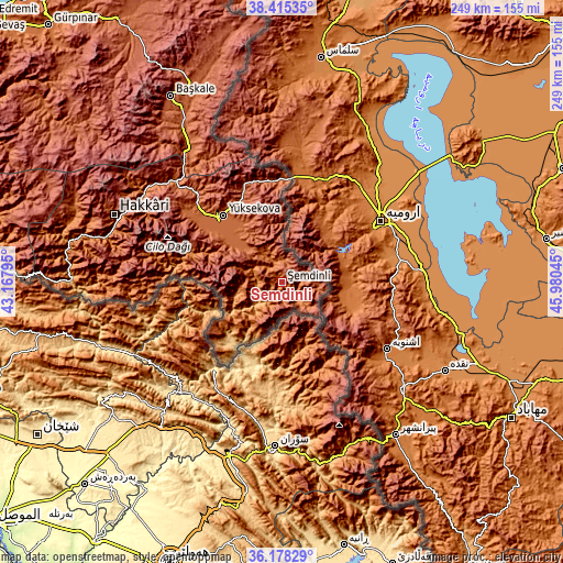 Topographic map of Şemdinli
