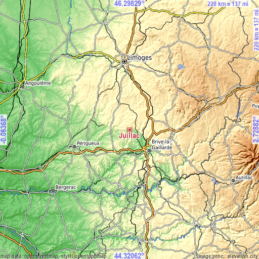 Topographic map of Juillac