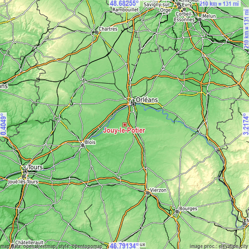 Topographic map of Jouy-le-Potier