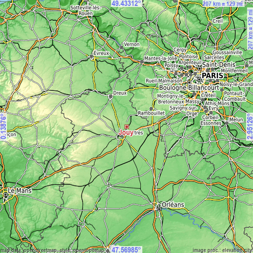 Topographic map of Jouy