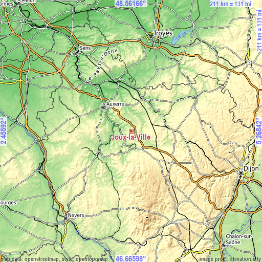 Topographic map of Joux-la-Ville