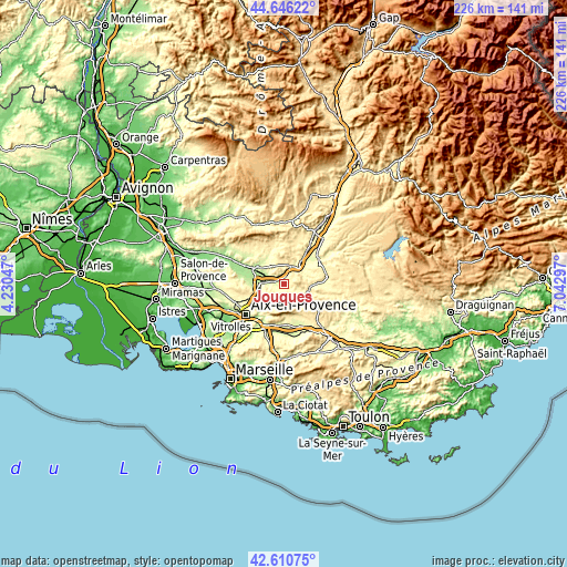 Topographic map of Jouques