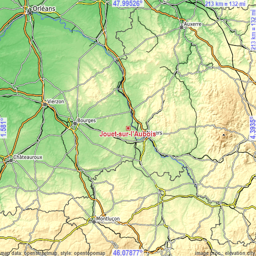 Topographic map of Jouet-sur-l'Aubois