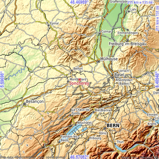 Topographic map of Joncherey