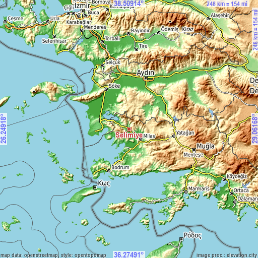 Topographic map of Selimiye