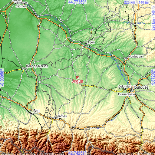 Topographic map of Jegun