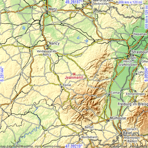 Topographic map of Jeanménil