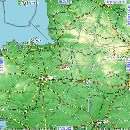 Topographic map of Javené