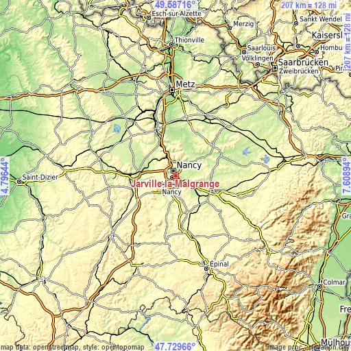 Topographic map of Jarville-la-Malgrange