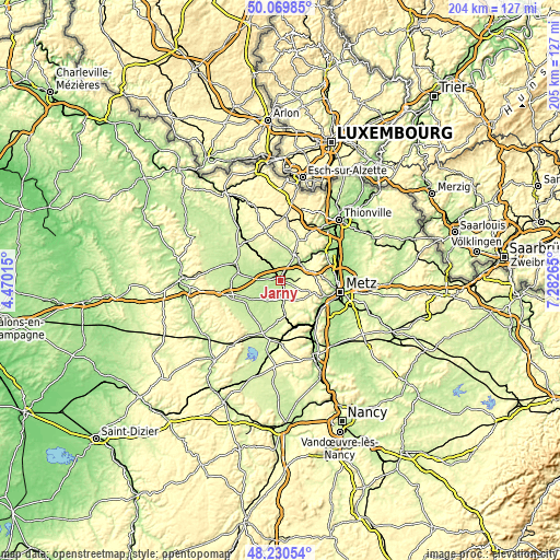 Topographic map of Jarny