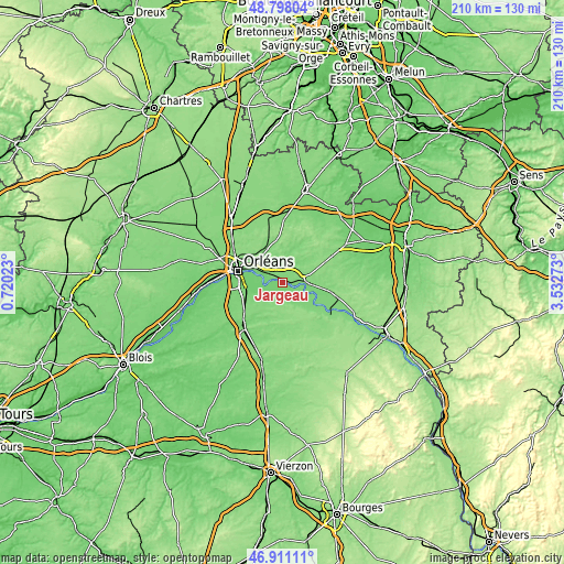 Topographic map of Jargeau