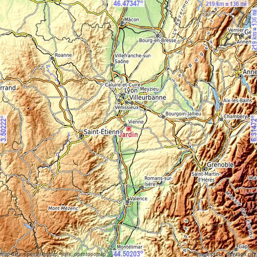 Topographic map of Jardin