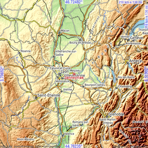 Topographic map of Janneyrias