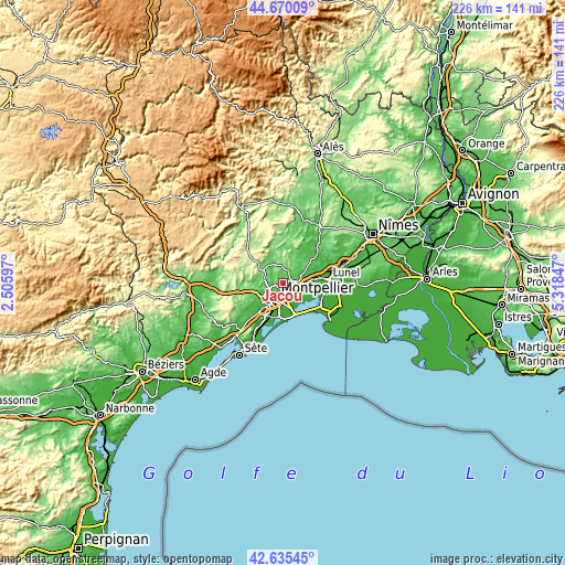 Topographic map of Jacou