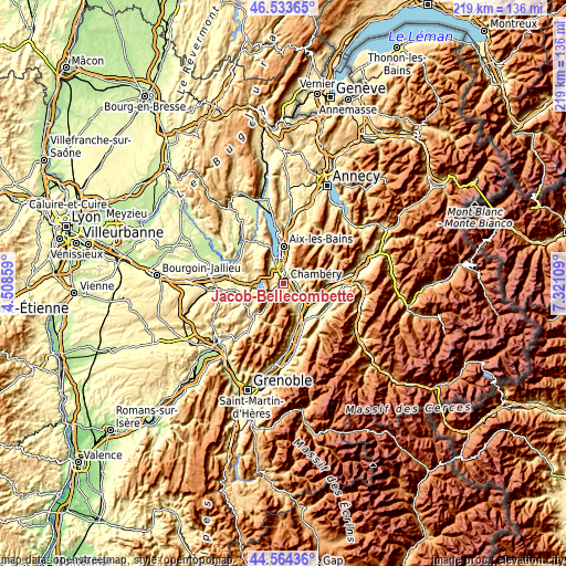 Topographic map of Jacob-Bellecombette