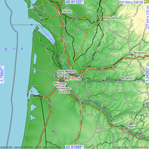 Topographic map of Izon