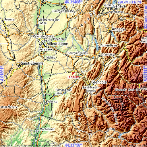 Topographic map of Izeaux