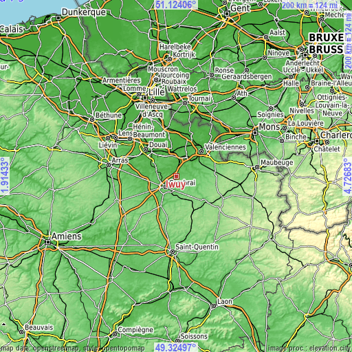 Topographic map of Iwuy