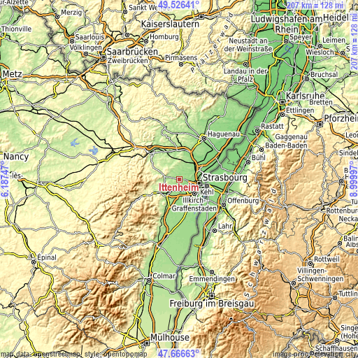 Topographic map of Ittenheim