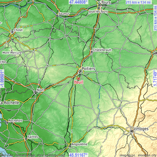 Topographic map of Iteuil