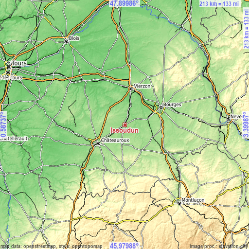 Topographic map of Issoudun
