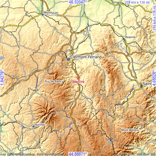 Topographic map of Issoire