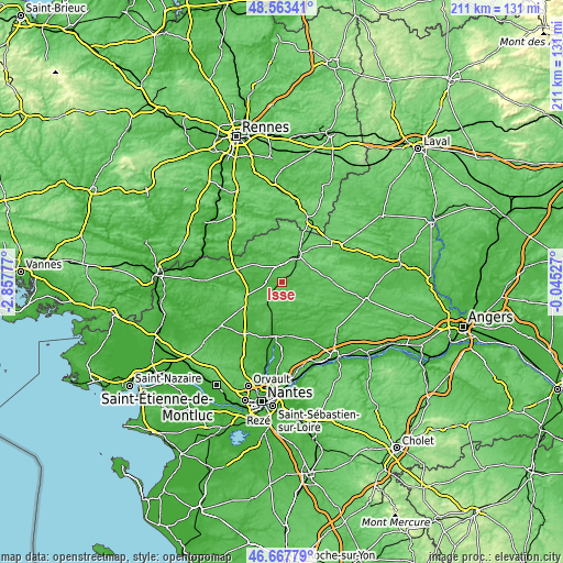 Topographic map of Issé