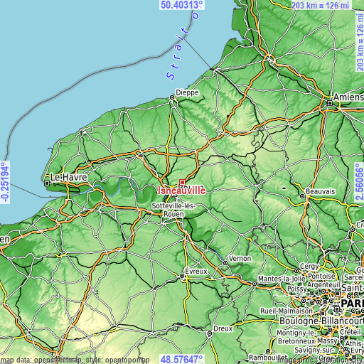 Topographic map of Isneauville