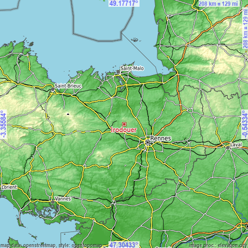 Topographic map of Irodouër