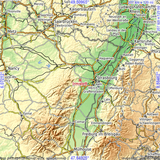 Topographic map of Irmstett