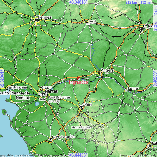 Topographic map of Ingrandes