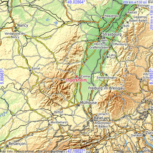 Topographic map of Ingersheim